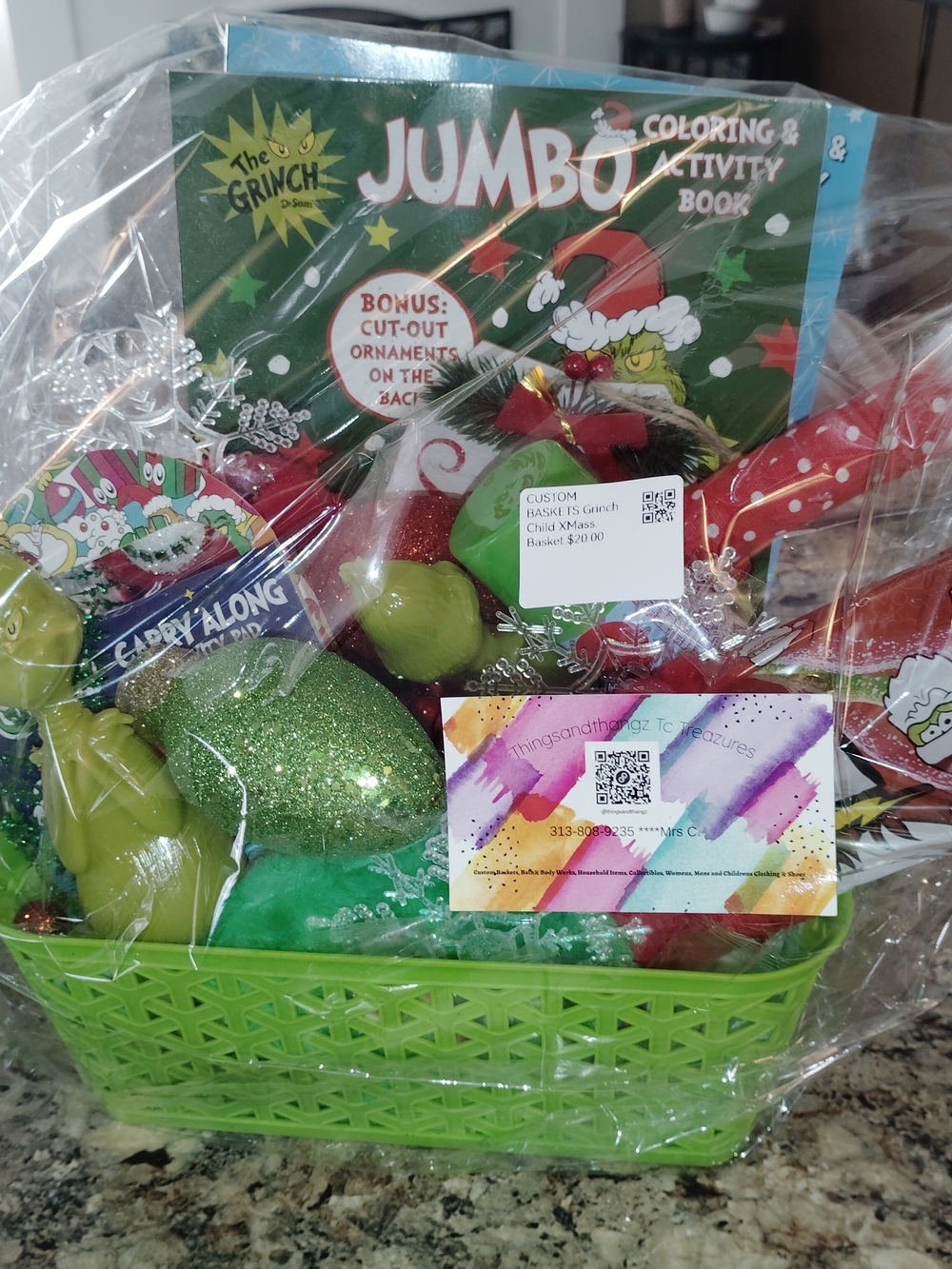 The Grinch Jumbo Coloring & Activity Book Gift Basket - Green & Red
